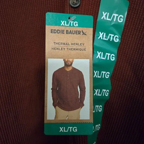 NWT Eddie Bauer XL Waffle Knit Henley Shirt (26" PTP) - Picture 4 of 9